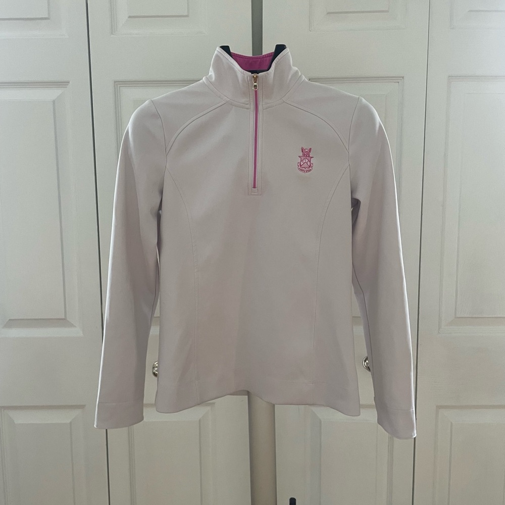 Fairway & Greene Light Gray Sweatshirt with Pink Accents